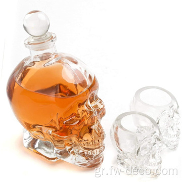 Glass Skull Whisky Decanter με πώμα